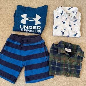 Hanna Andersson Under Armour boys bundle 4T flannel hoodie shorts button up